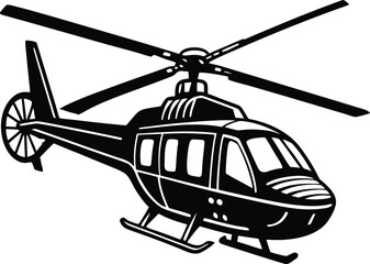 Set of black helicopter  silhouettes vector illustrations isolated on white background