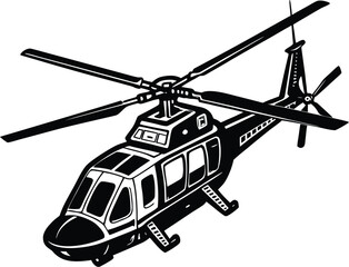Set of black helicopter  silhouettes vector illustrations isolated on white background