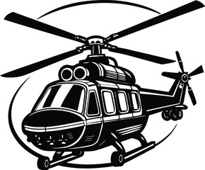 Set of black helicopter  silhouettes vector illustrations isolated on white background