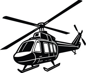 Set of black helicopter  silhouettes vector illustrations isolated on white background