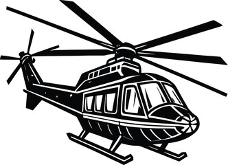 Set of black helicopter  silhouettes vector illustrations isolated on white background