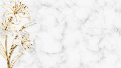 gold lily and marble background