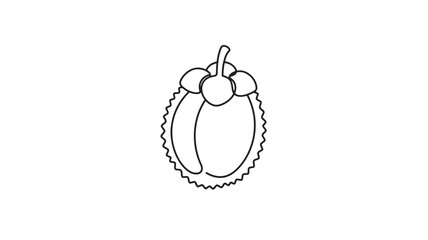 Simple line drawing of a durian fruit on a white background.
