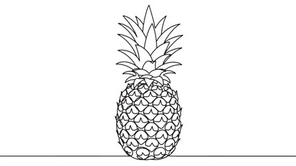 Simple line drawing of a fresh pineapple standing tall against a white background.