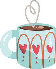 Cozy Heart Mug with Steaming Hot Drink