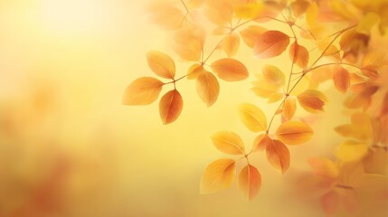Fototapeta premium Abstract autumn background with blurred leaves and soft orange-yellow gradient, featuring vector mesh illustration with seasonal glow for fall foliage designs, banners and packaging applications