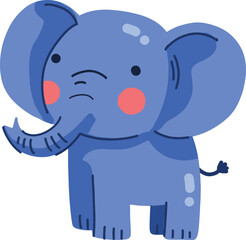 Cute Blue Baby Elephant Cartoon Character