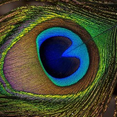 Obraz premium Close-up of a single peacock feather, showcasing vibrant colors