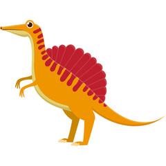 Orange Spinosaurus Dinosaur With Red Fins Standing On Transparent Background