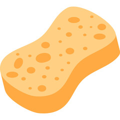 Orange Kitchen Sponge with Numerous Pores on Transparent Background for Cleaning and Household Chores