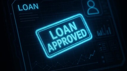 Loan approved concept with digital interface and business data graph showing financial growth, finance technology screen visualizing loan approval and business opportunity success in futuristic style - Powered by Adobe