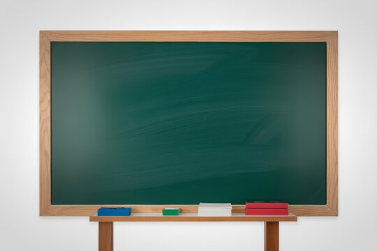 Black and green chalkboards with chalk in a classroom setting