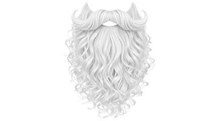 White curly beard and mustache on white background