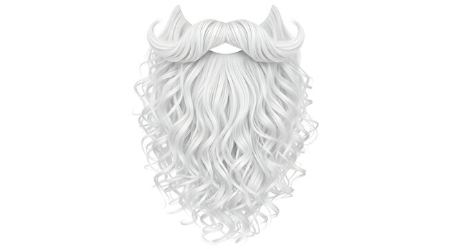 White curly beard and mustache on white background - Powered by Adobe