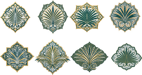 Ornate floral medallions with palm leaf motifs decorative