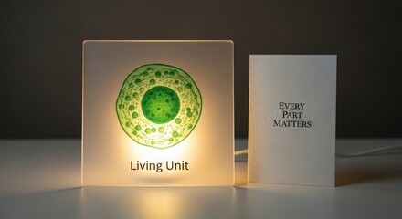 Illuminated Cell Diagram Representing a Living Unit for Science Education