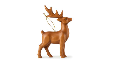 Wooden reindeer Christmas ornament with gold string