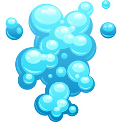 Cartoon Cluster Of Blue Bubbles And Water Droplets With Snow Caps Floating On Transparent Background A Winter Themed Graphic Element