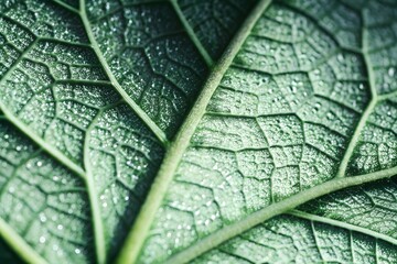 Dewy Green Leaf Vein Macro Texture