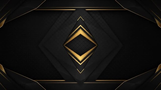 Abstract geometric background with elegant black and gold frame and shapes