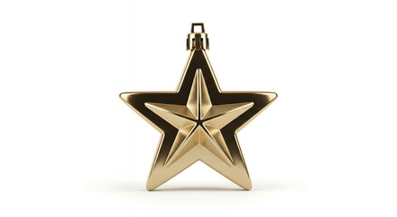 Create festive holiday decoration by hanging golden star ornament for Christmas