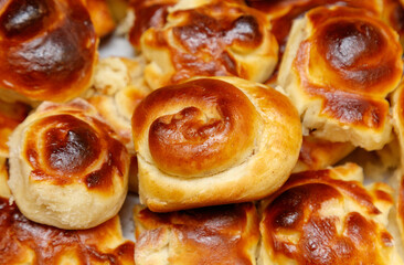 A stack of cinnamon rolls