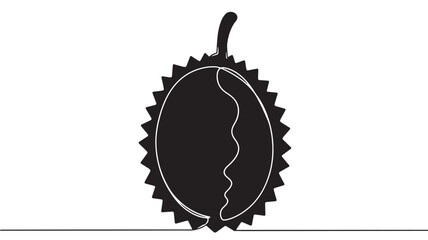 Minimalist outline of a spiky durian fruit on a white background