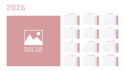 2026 year calendar, calendar design for 2026 starts monday