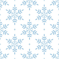 Christmas background with blue snowflakes. Winter design, snow background, minimalist flat style