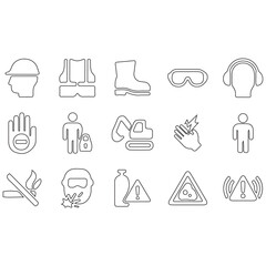 Construction site hazard glyph icon set vector