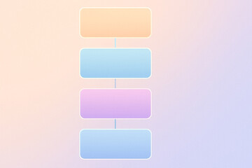 Fototapeta premium Vertically stacked alternating geometric panels illustrating hierarchy of research methodology process