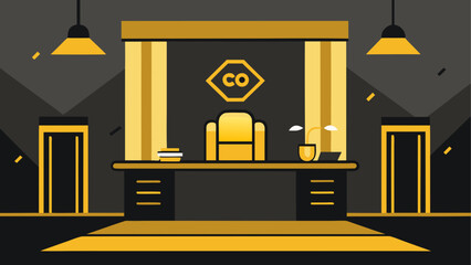 Modern office interior with executive desk and chair in minimalist style