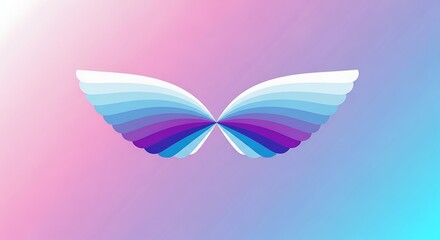 Abstract butterfly wings with pastel gradients on a soft gradient background