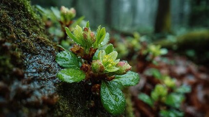 Close-Up of Tree Sprouts: The Beginnings of Growth and Renewal in Nature