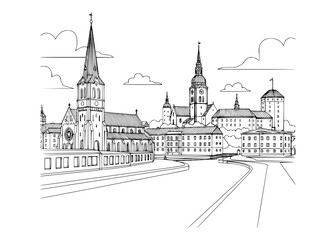 Naklejka premium Linköping City Line Art
