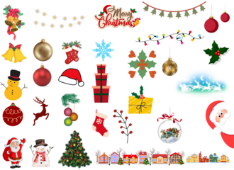 Christmas Clip Art Mega Bundle Vector Set (Transparent PNG) - Holiday Icons, Decorations, and Characters