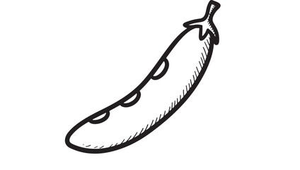 Simple hand-drawn illustration of a single pea pod against a white background.