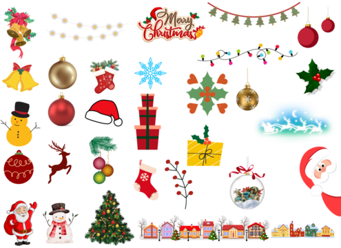 Christmas Clip Art Mega Bundle Vector Set (Transparent PNG) - Holiday Icons, Decorations, and Characters