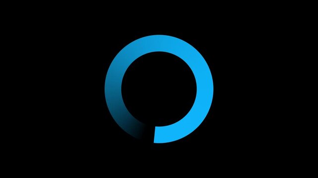 Blue Ring Loading Indicator with Gradient Fade on Black Background progress circle