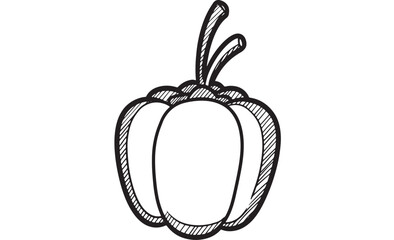 Simple hand-drawn illustration of a bell pepper with a sketched stem