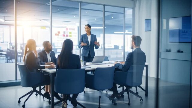 Business professionals in a meeting discussing strategies and plans for growth.