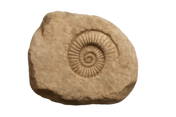Ammonite fossil displaying spiral pattern in sedimentary rock, ancient prehistoric shell specimen, paleontology and geology research