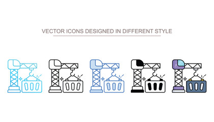 Container Lifter icon set multiple style collection