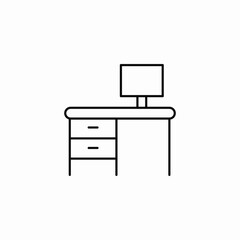 computer desk drawers icon sign vector