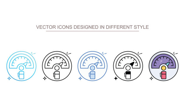 Fuel Efficiency icon set multiple style collection