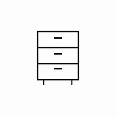 three drawer cabinet dresser icon sign vector