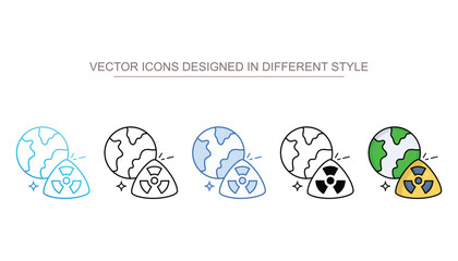 Cosmic Rays icon set multiple style collection