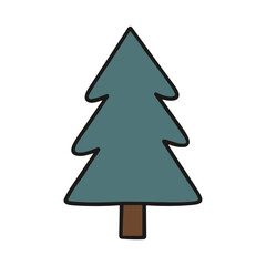 Fototapeta premium Simple Handdrawn Evergreen Spruce Tree Icon Decoration Ornament