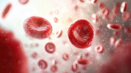 Fototapeta premium Detailed view of red blood cells in circulatory system