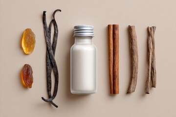 Delicate arrangement of aromatic ingredients showcasing creamy v